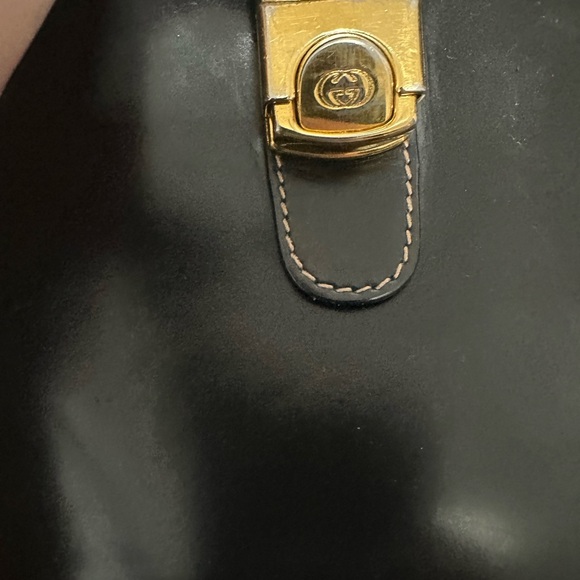 Black Leather Men's Bag with Gold Accents - Picture 3 of 11
